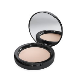 Open face powder with mirror isolated on white
