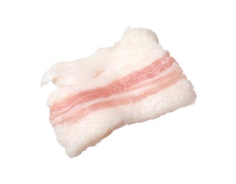 Photo of Piece of tasty salt pork isolated on white