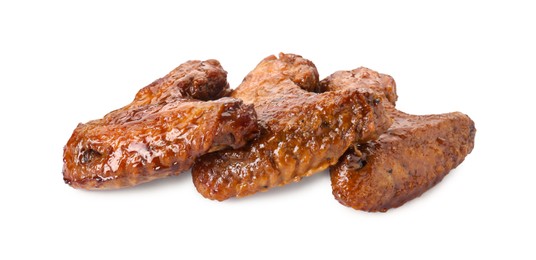 Photo of Chicken wings glazed with soy sauce isolated on white