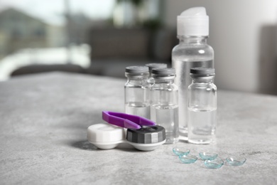Contact lenses and accessories on table