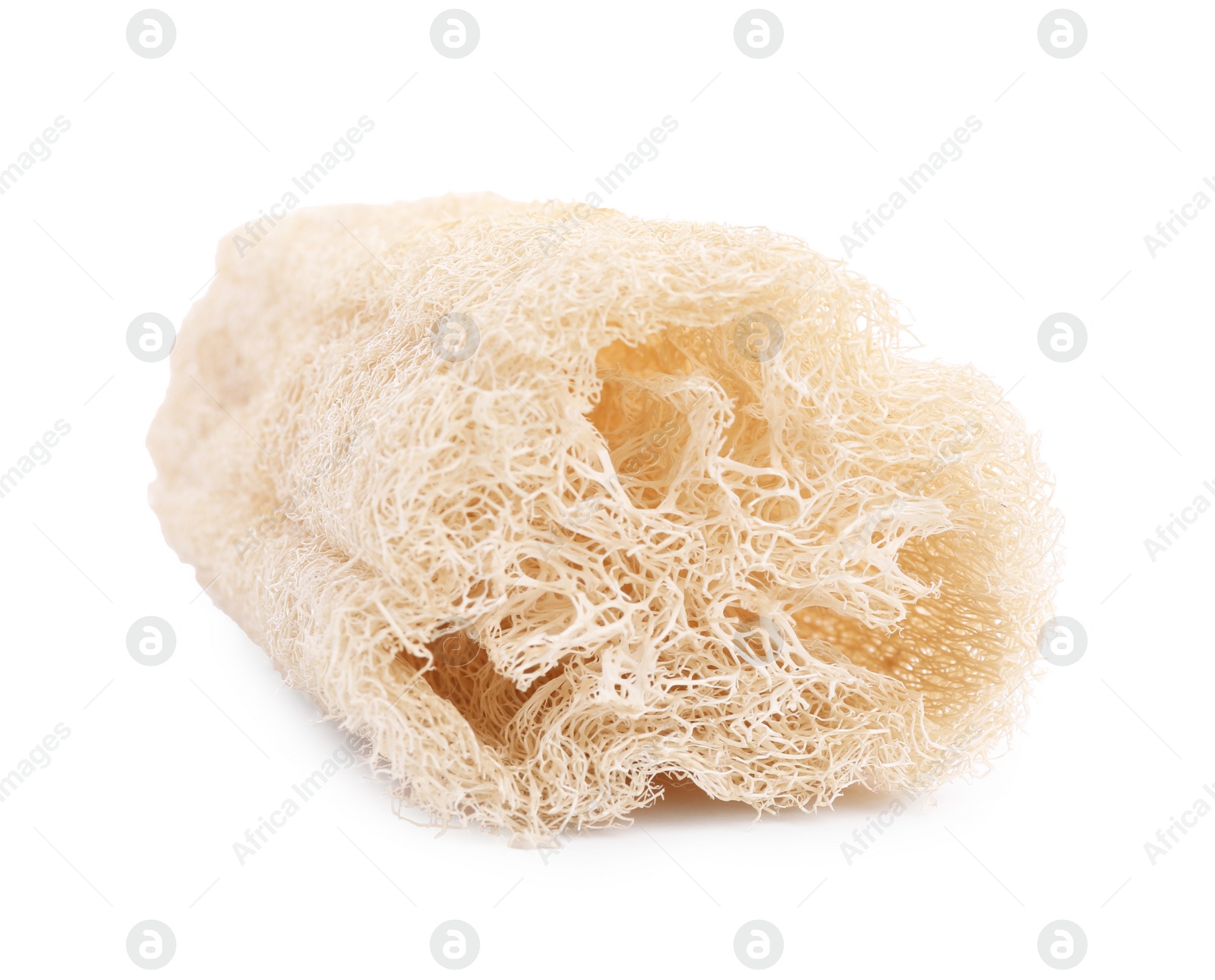 Photo of Loofah sponge isolated on white. Personal hygiene product