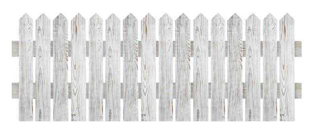 Wooden fence isolated on white. Enclosing structure