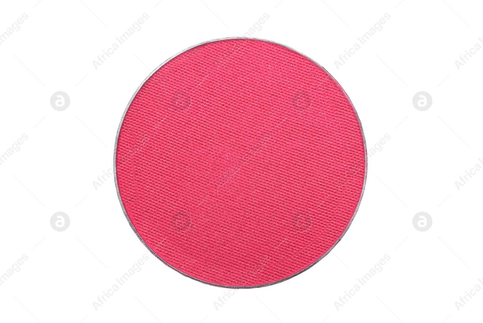 Photo of Pink eye shadow on white background, top view. Decorative cosmetics