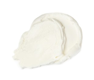 Photo of Smear of delicious cream cheese isolated on white, top view