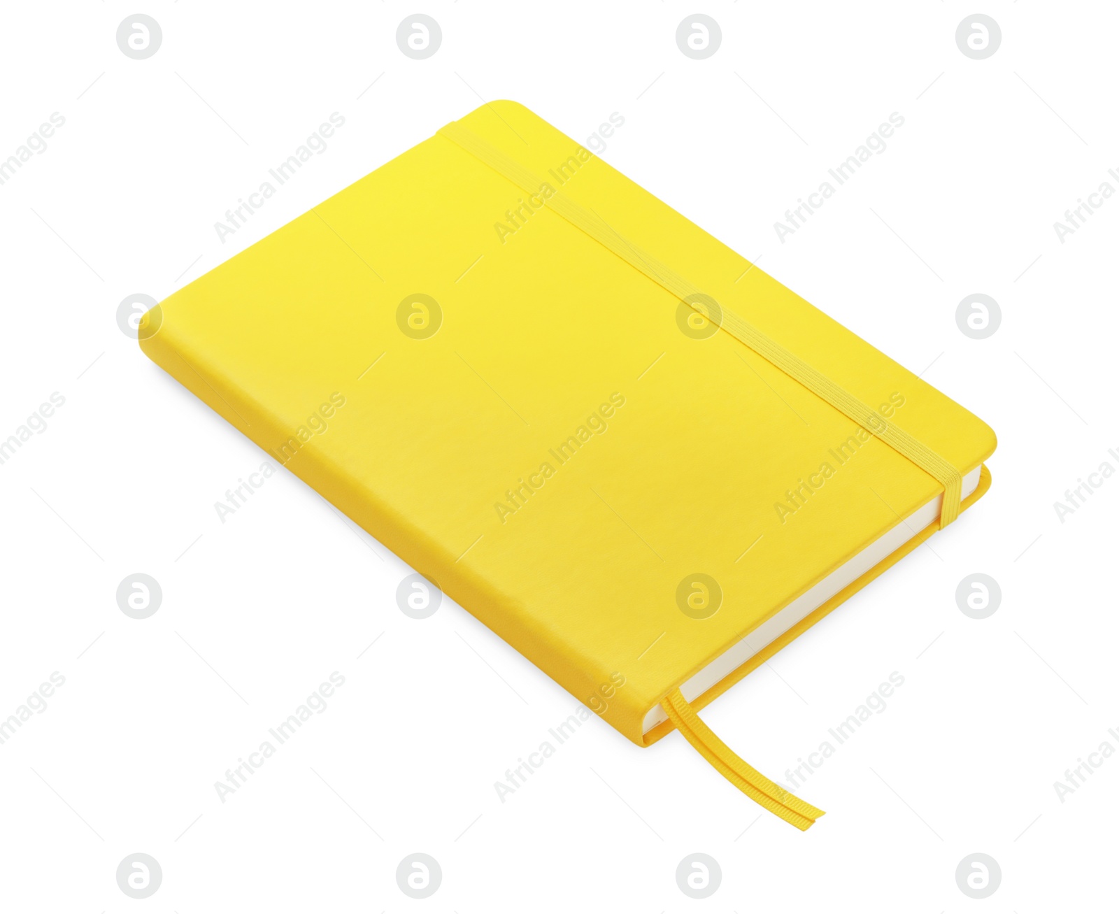 Photo of Closed yellow office notebook isolated on white