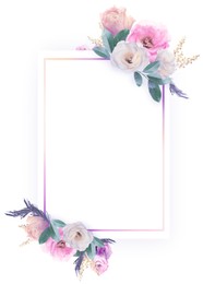 Illustration of Beautiful wedding invitation card with frame, flowers and space for text on white background