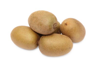 Photo of Fresh ripe yellow kiwis on white background