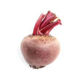 Photo of Fresh ripe beetroot isolated on white, top view