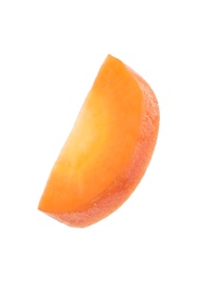 Photo of Slice of fresh carrot on white background