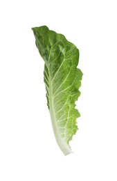 Photo of Fresh leaf of green romaine lettuce isolated on white