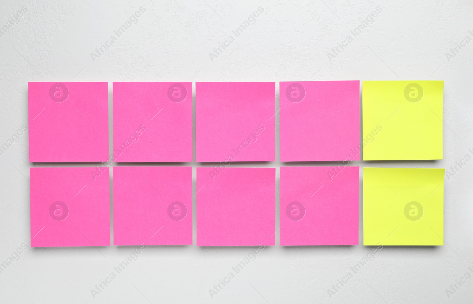 Photo of Flat lay composition with sticky notes on white background. Pareto principle concept