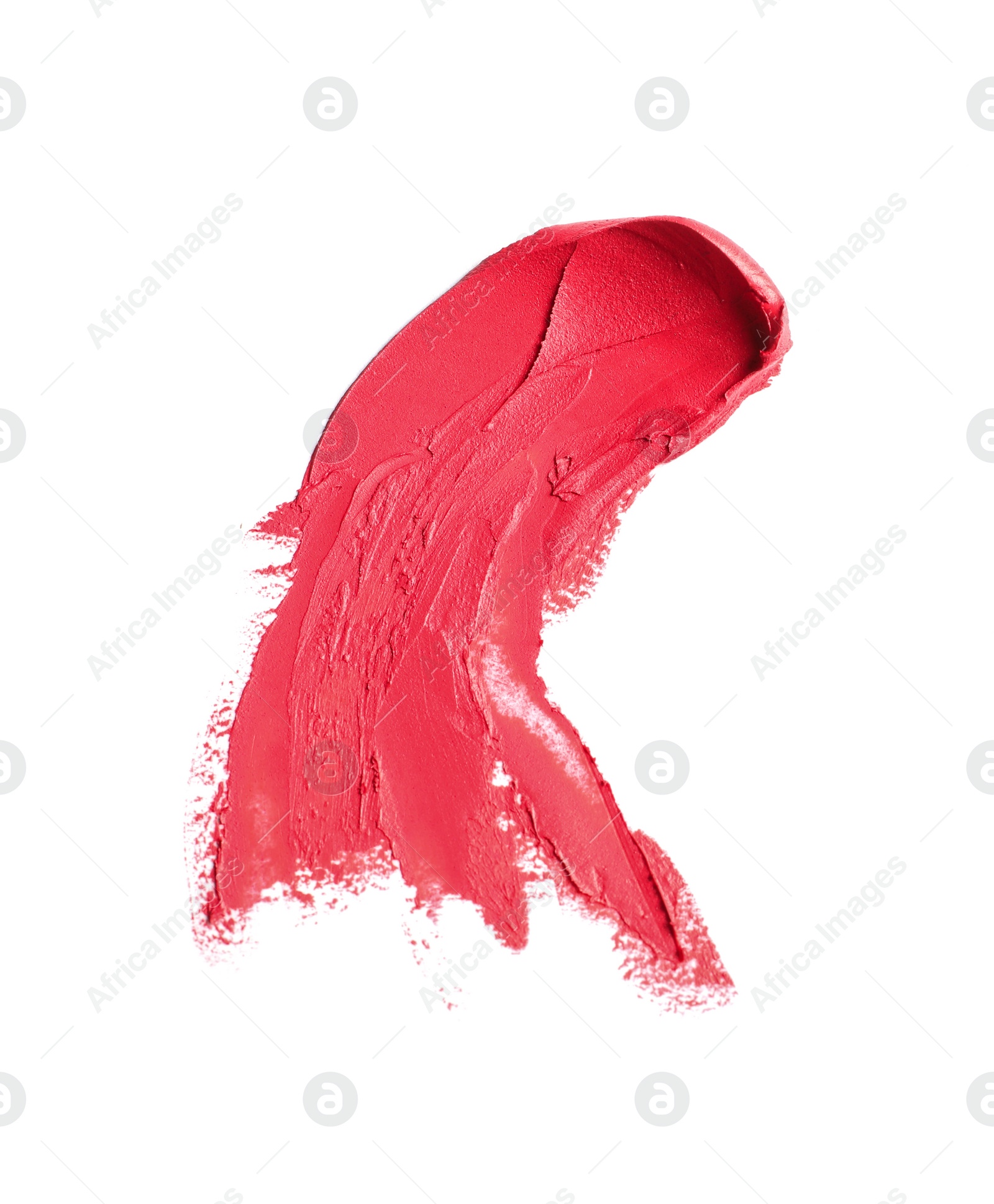 Photo of Stroke of lipstick on white background, top view