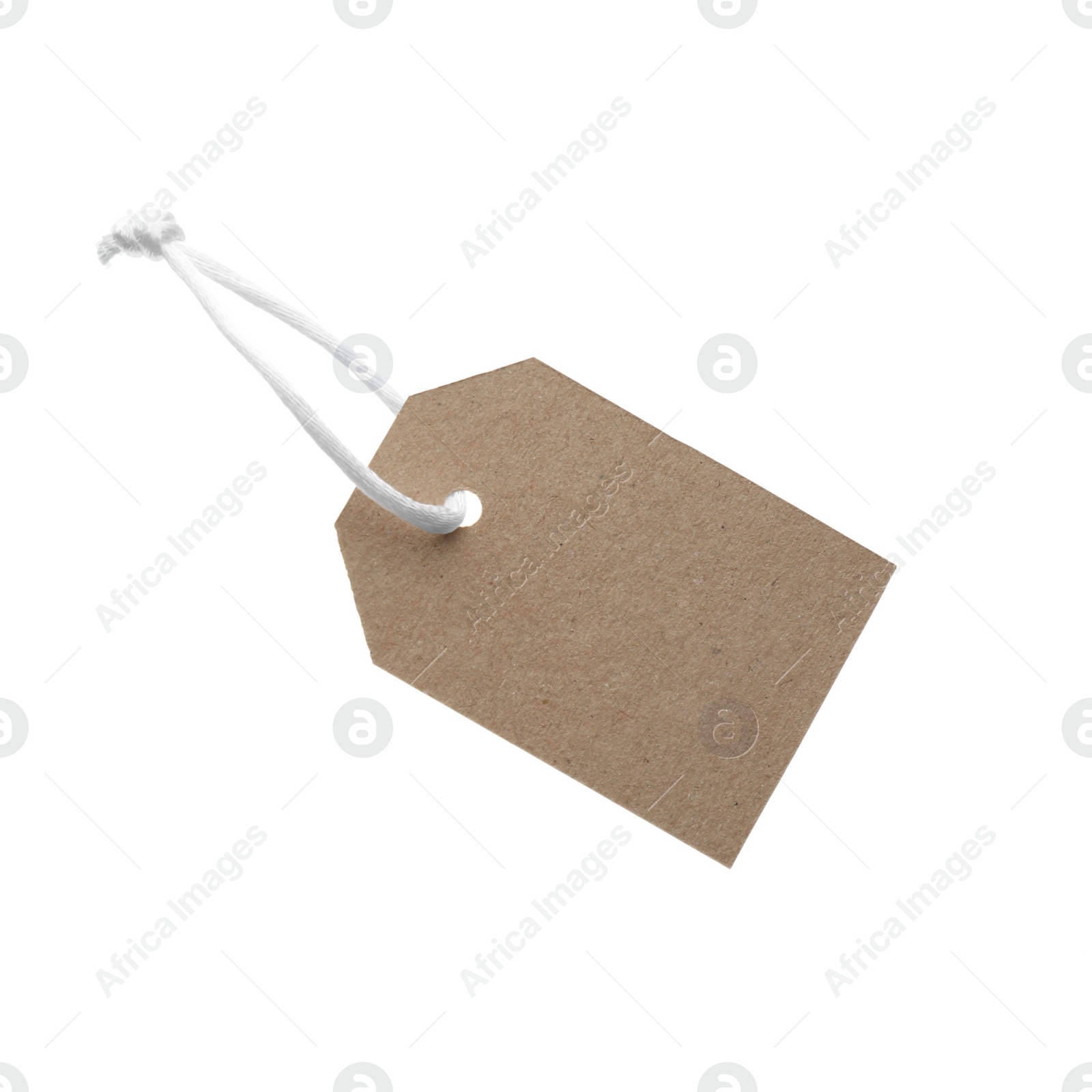 Photo of Cardboard gift tag with space for text isolated on white