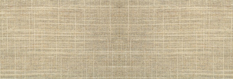 Image of Texture of natural burlap fabric as background, top view. Banner design