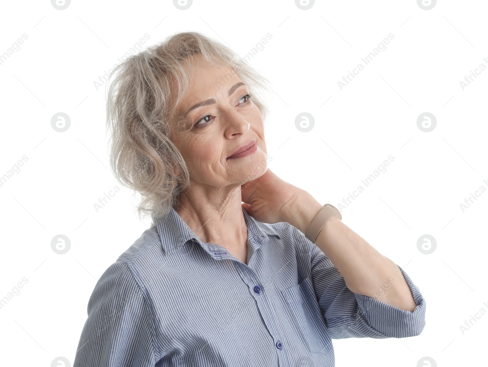 Photo of Portrait of mature woman isolated on white