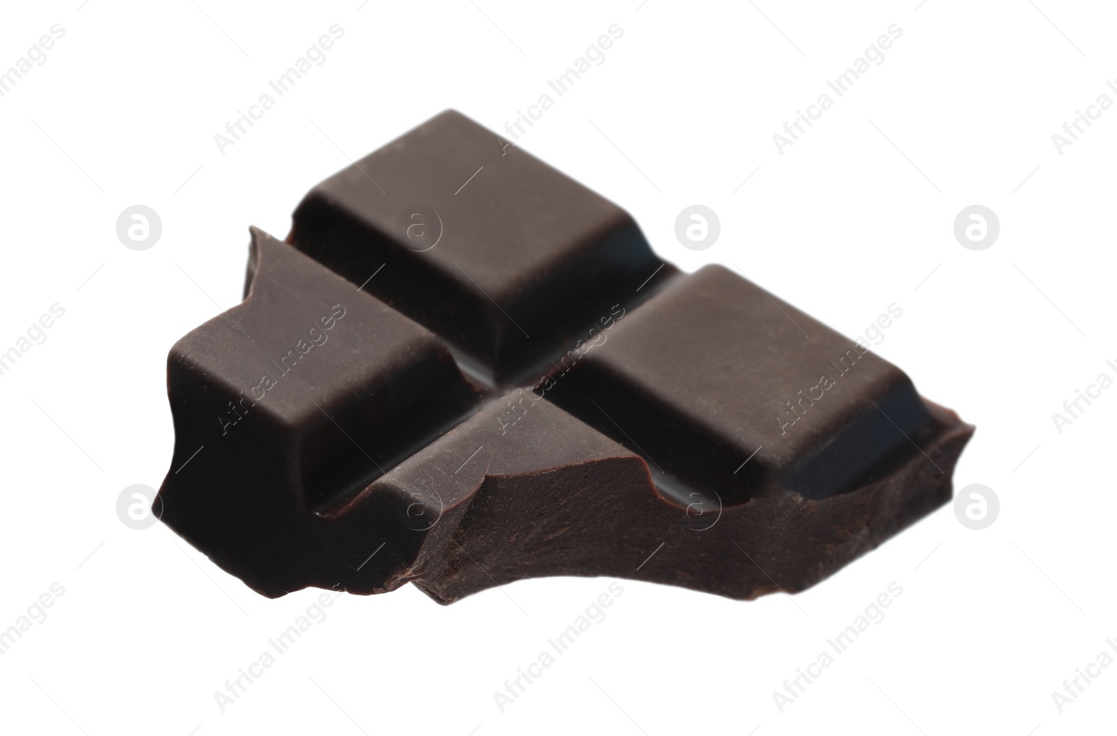 Photo of Piece of delicious dark chocolate isolated on white