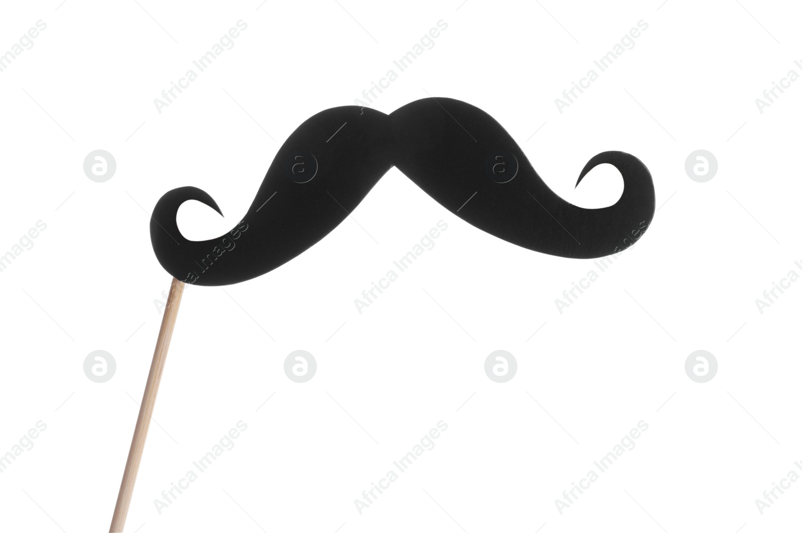 Photo of Fake paper mustache on stick against white background