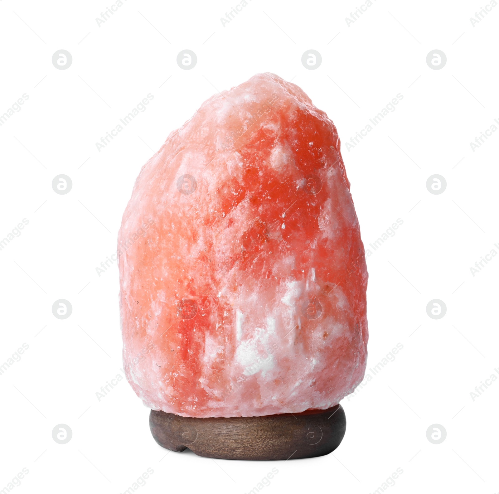 Photo of Pink Himalayan salt lamp isolated on white