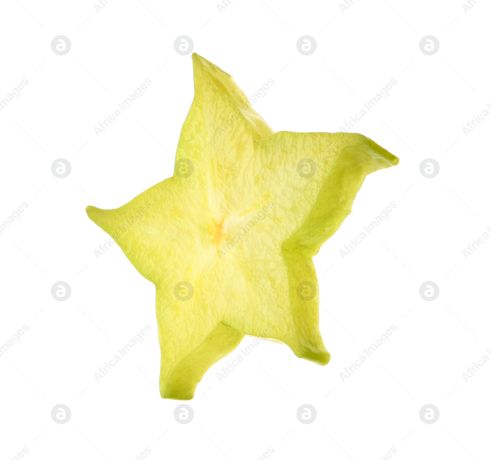 Photo of Slice of juicy carambola on white background