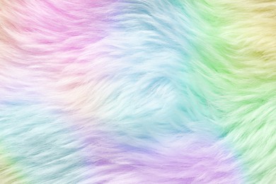 Texture of colorful faux fur as background, closeup