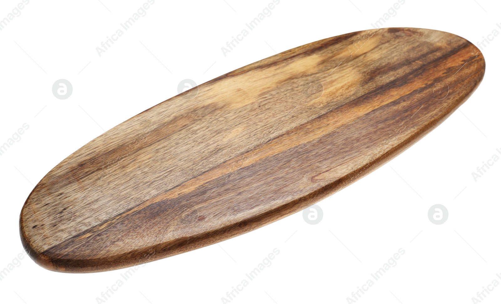 Photo of New wooden board isolated on white. Cooking utensils