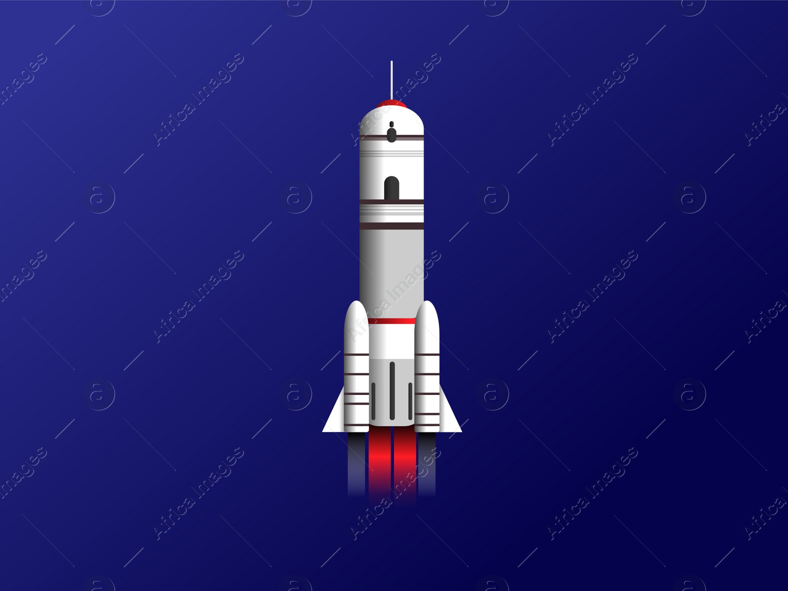 Illustration of Modern rocket model illustration on blue background