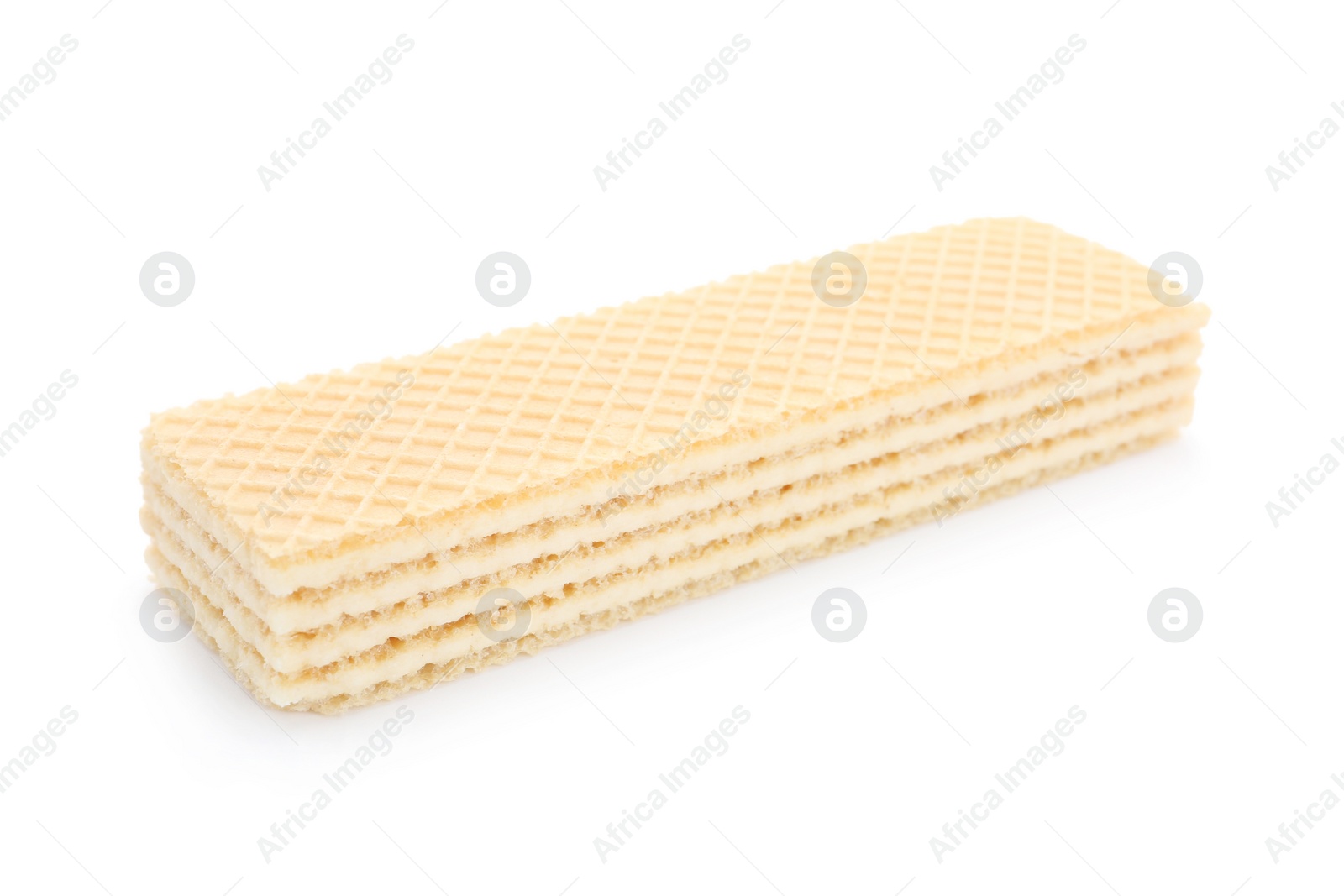 Photo of Delicious crispy wafer on white background. Sweet food