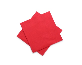 Clean paper napkins on white background, top view