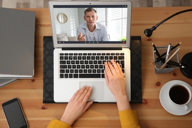 Human resources manager conducting online job interview via video chat