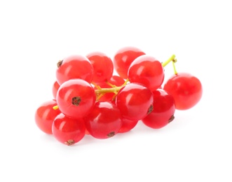 Photo of Delicious ripe red currants isolated on white