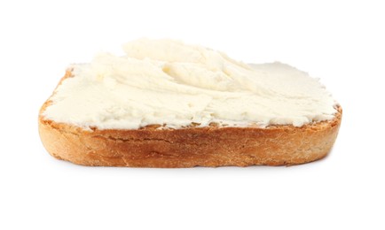 Photo of Delicious sandwich with cream cheese isolated on white