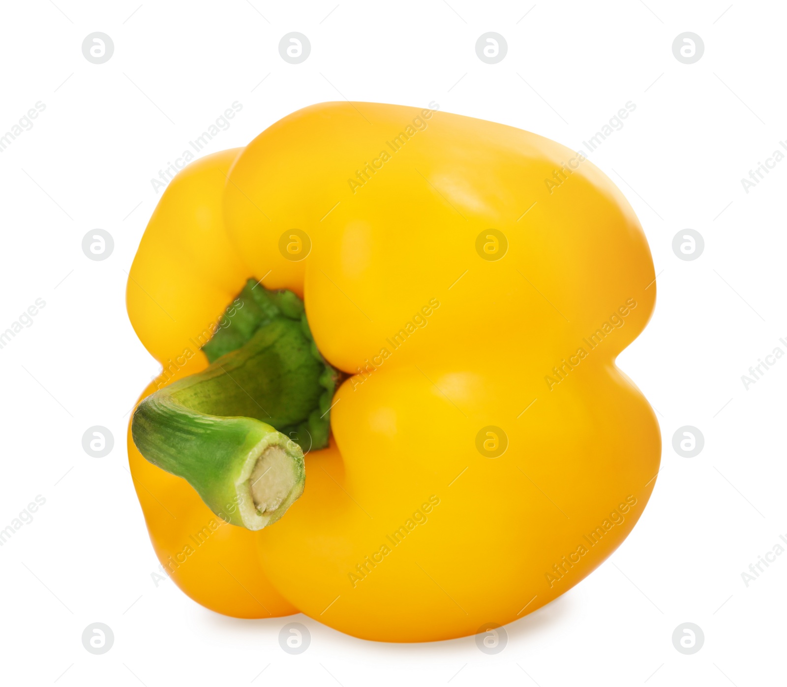 Photo of Ripe yellow bell pepper isolated on white