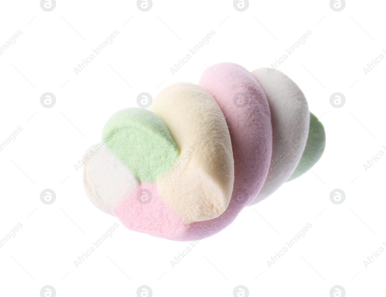 Photo of One delicious colorful marshmallow isolated on white