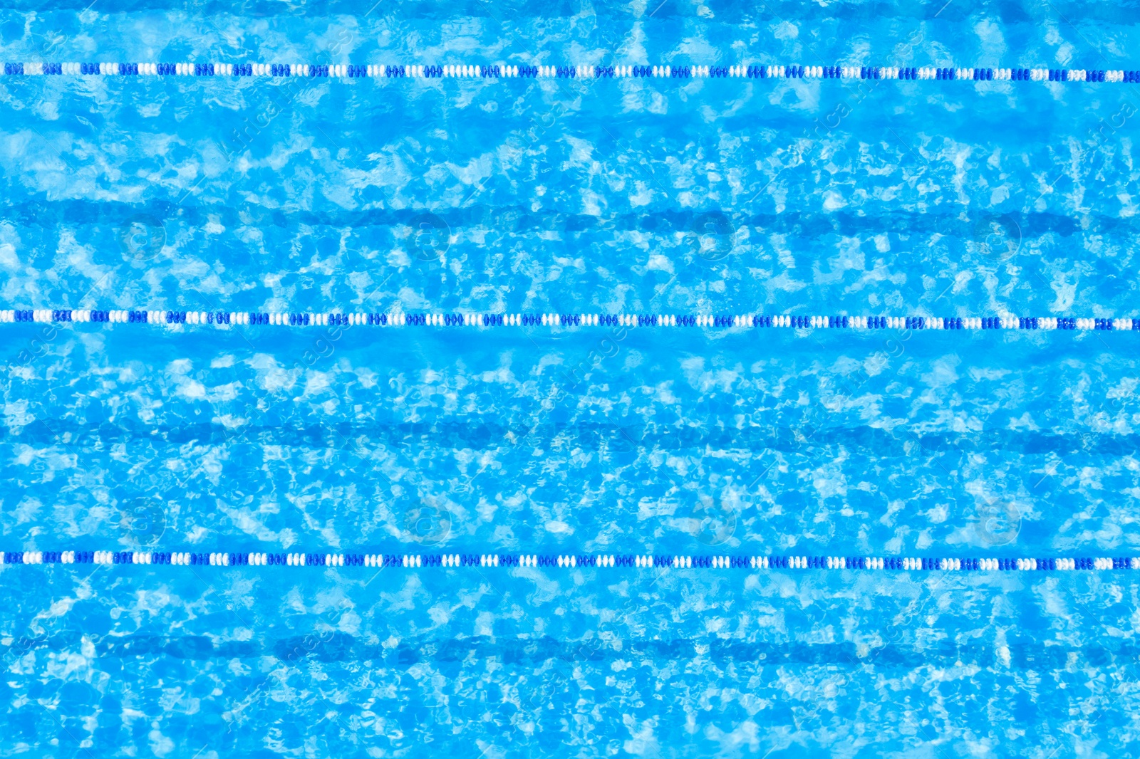 Image of Swimming pool with racing lane dividers, top view