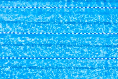 Image of Swimming pool with racing lane dividers, top view