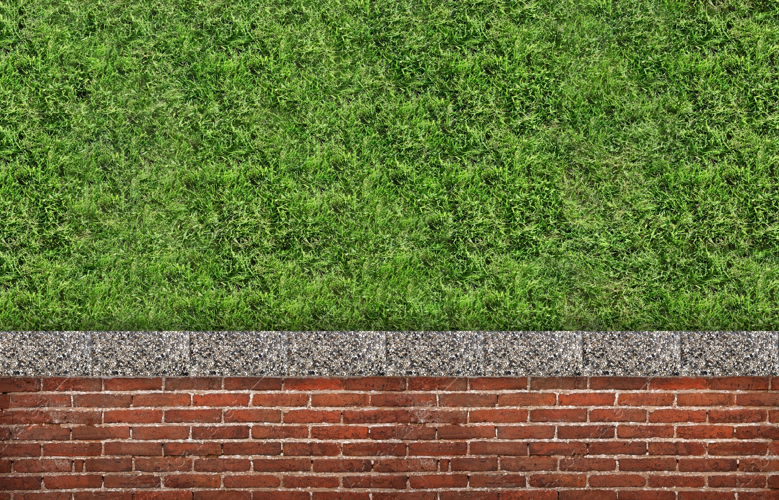 Image of Fresh green grass and stone surfaces outdoors, top view