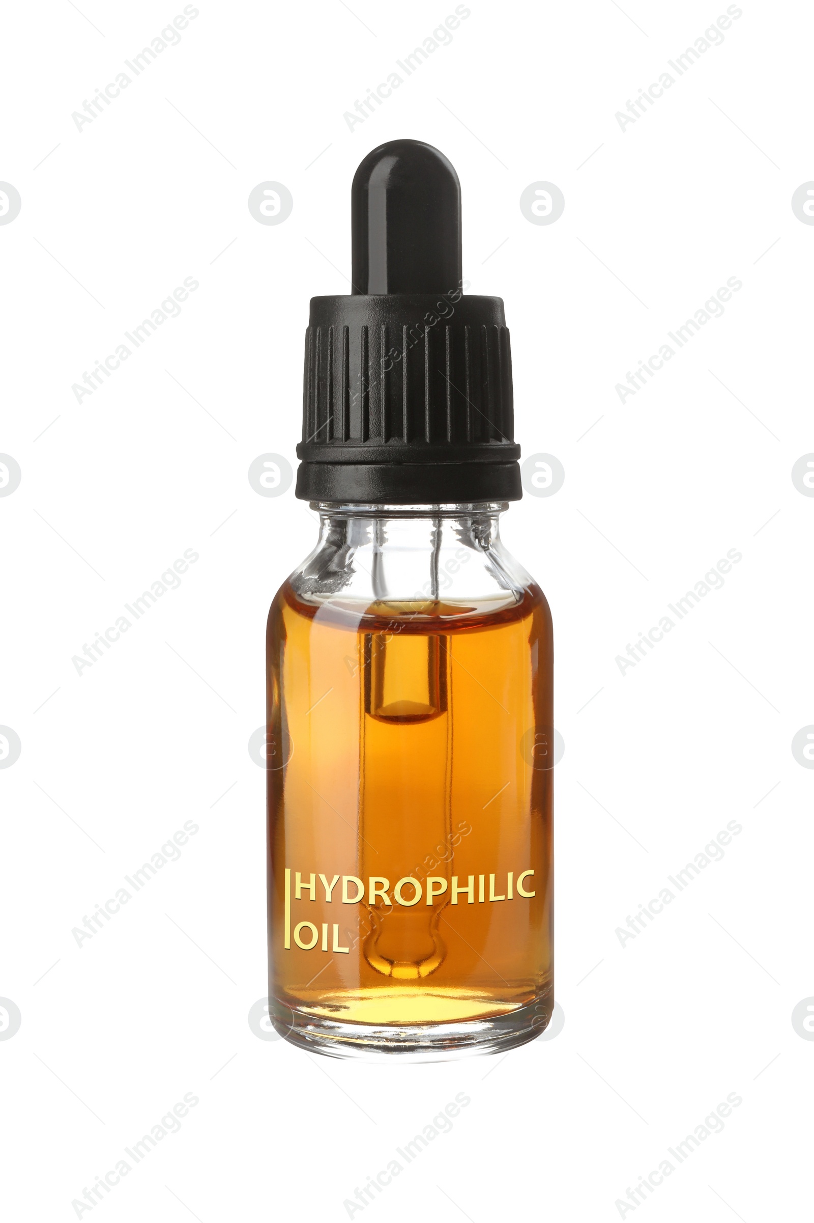 Image of Bottle of hydrophilic oil isolated on white. Makeup remover 