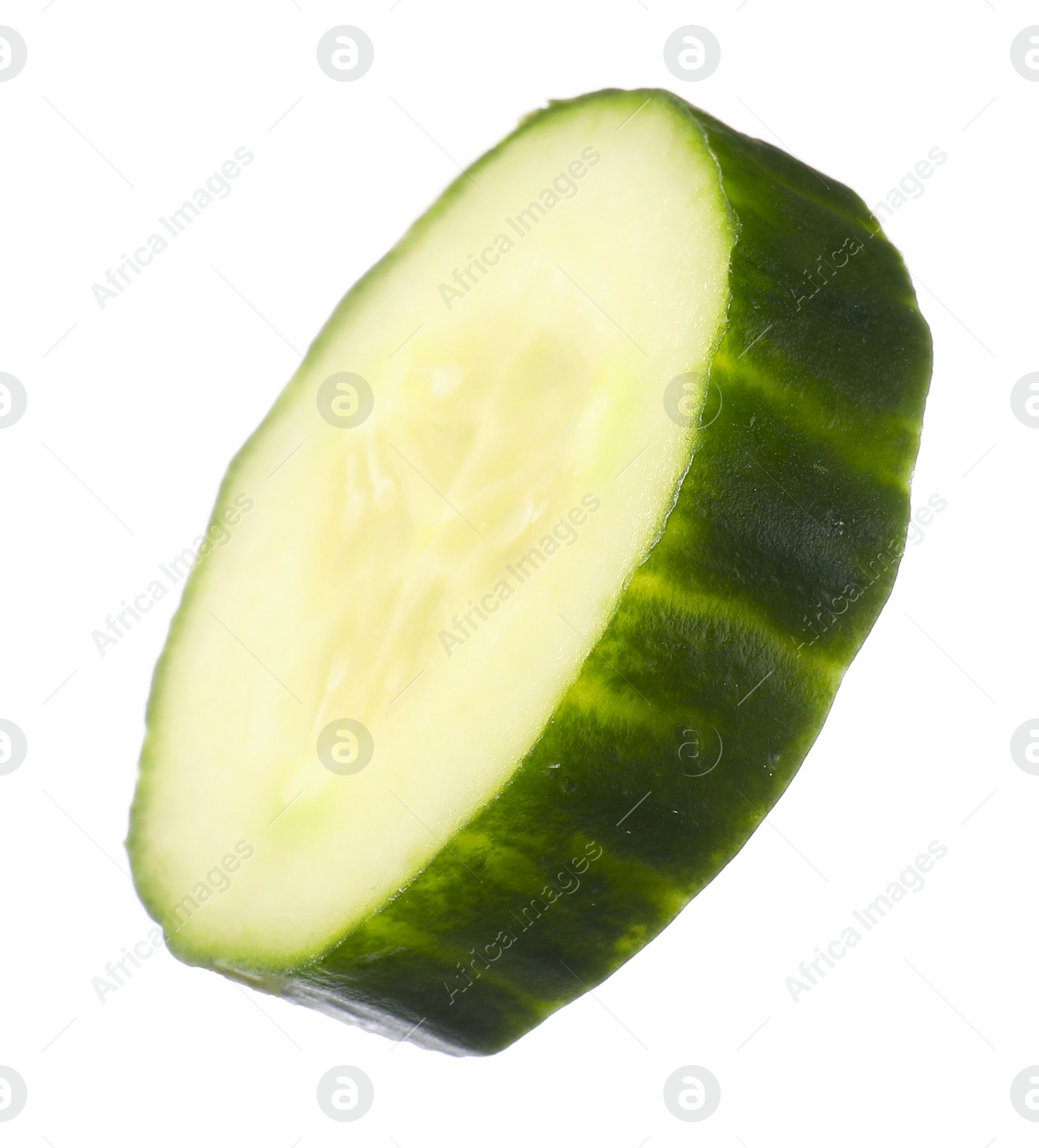 Photo of Slice of fresh cucumber isolated on white