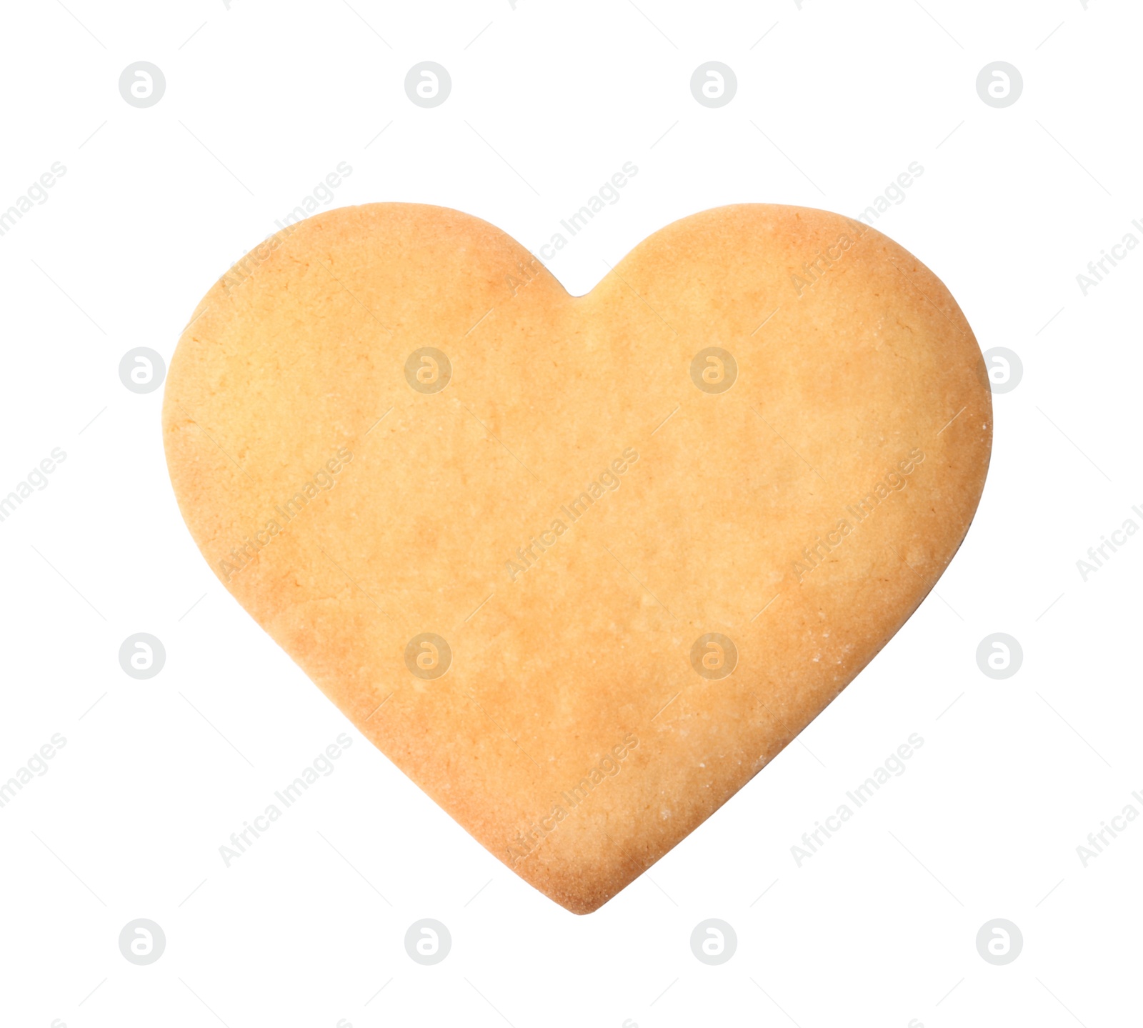 Photo of Heart shaped cookie on white background, top view