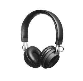 Photo of Stylish headphones with pads on white background