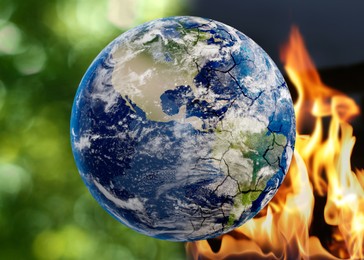 Image of Conceptual photo depicting Earth destroyed by global warming