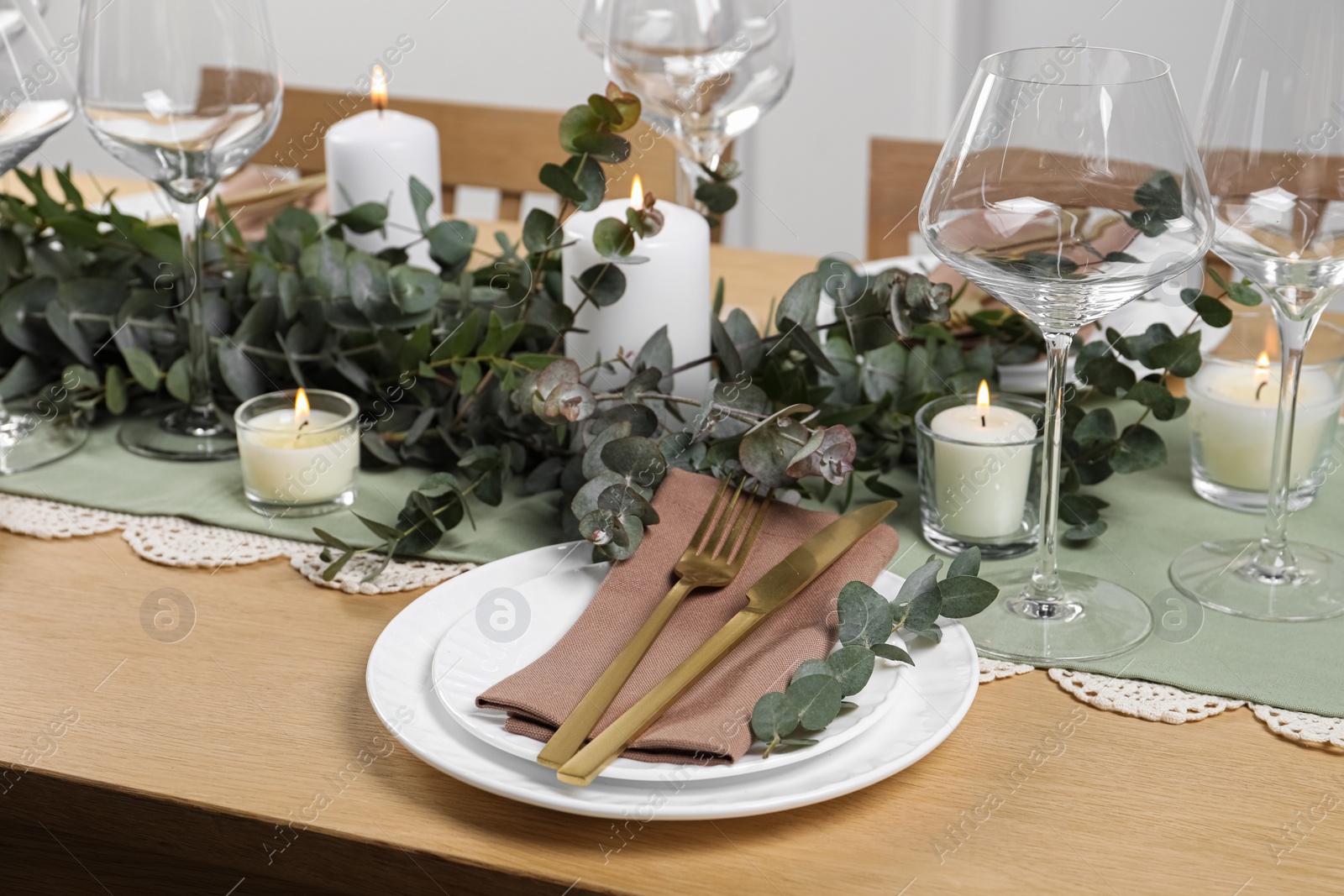 Photo of Stylish elegant table setting for festive dinner indoors