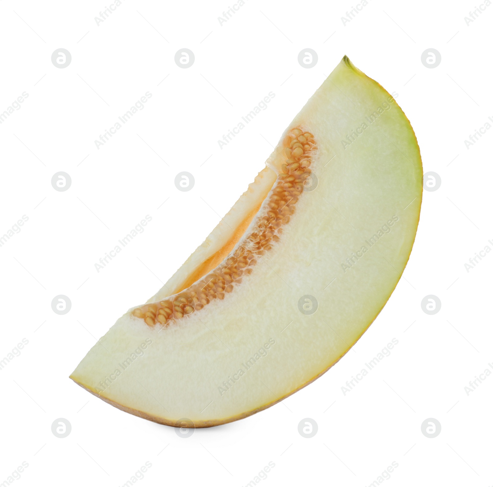 Photo of Piece of delicious honeydew melon isolated on white