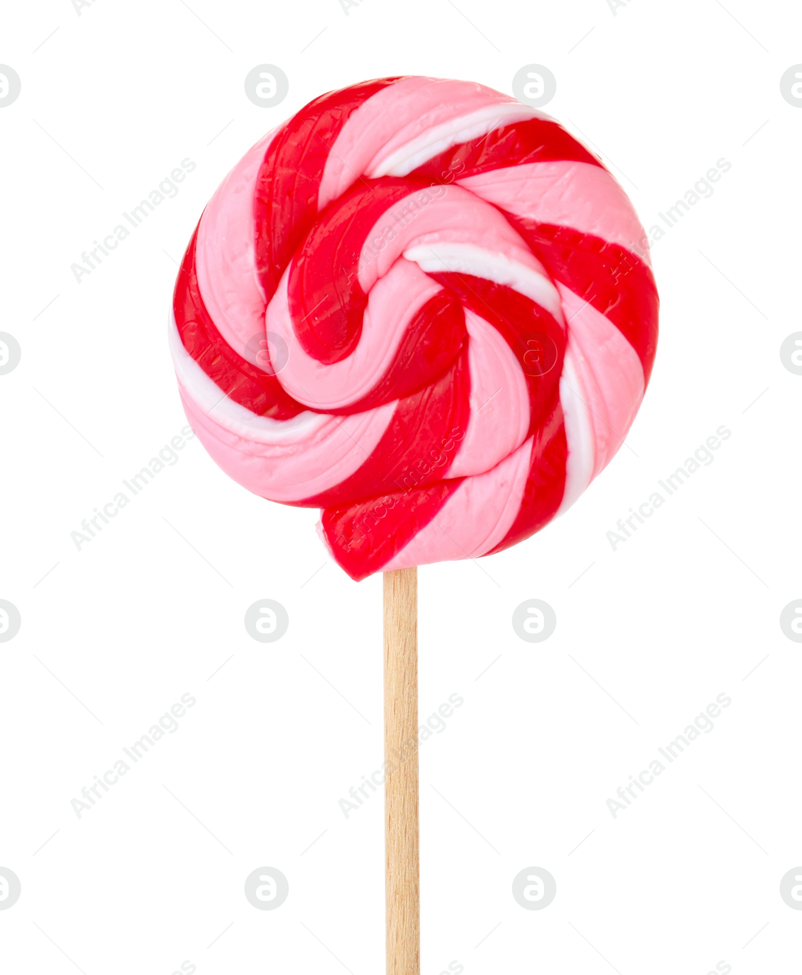 Photo of Tasty colorful fruit flavored candy on white background