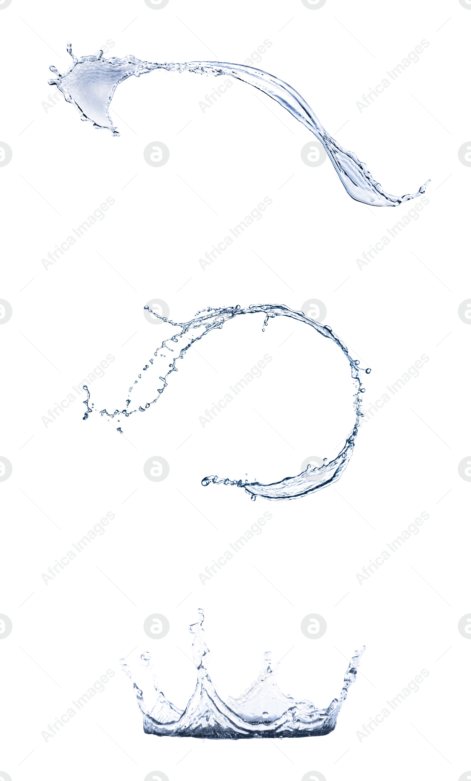 Image of Abstract splashes of water on white background