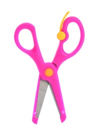 Pair of training scissors on white background