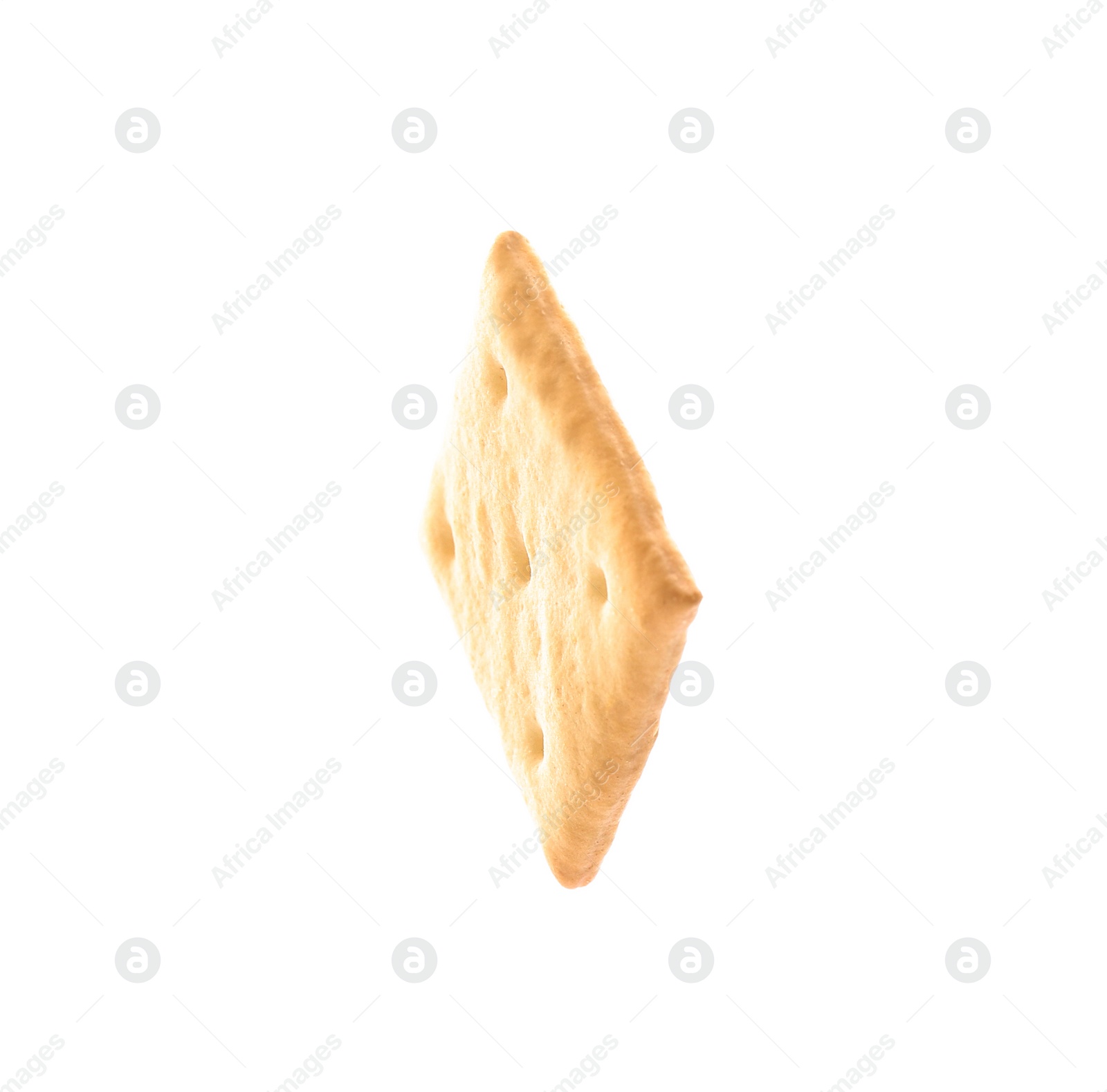 Photo of Crispy cracker isolated on white. Delicious snack