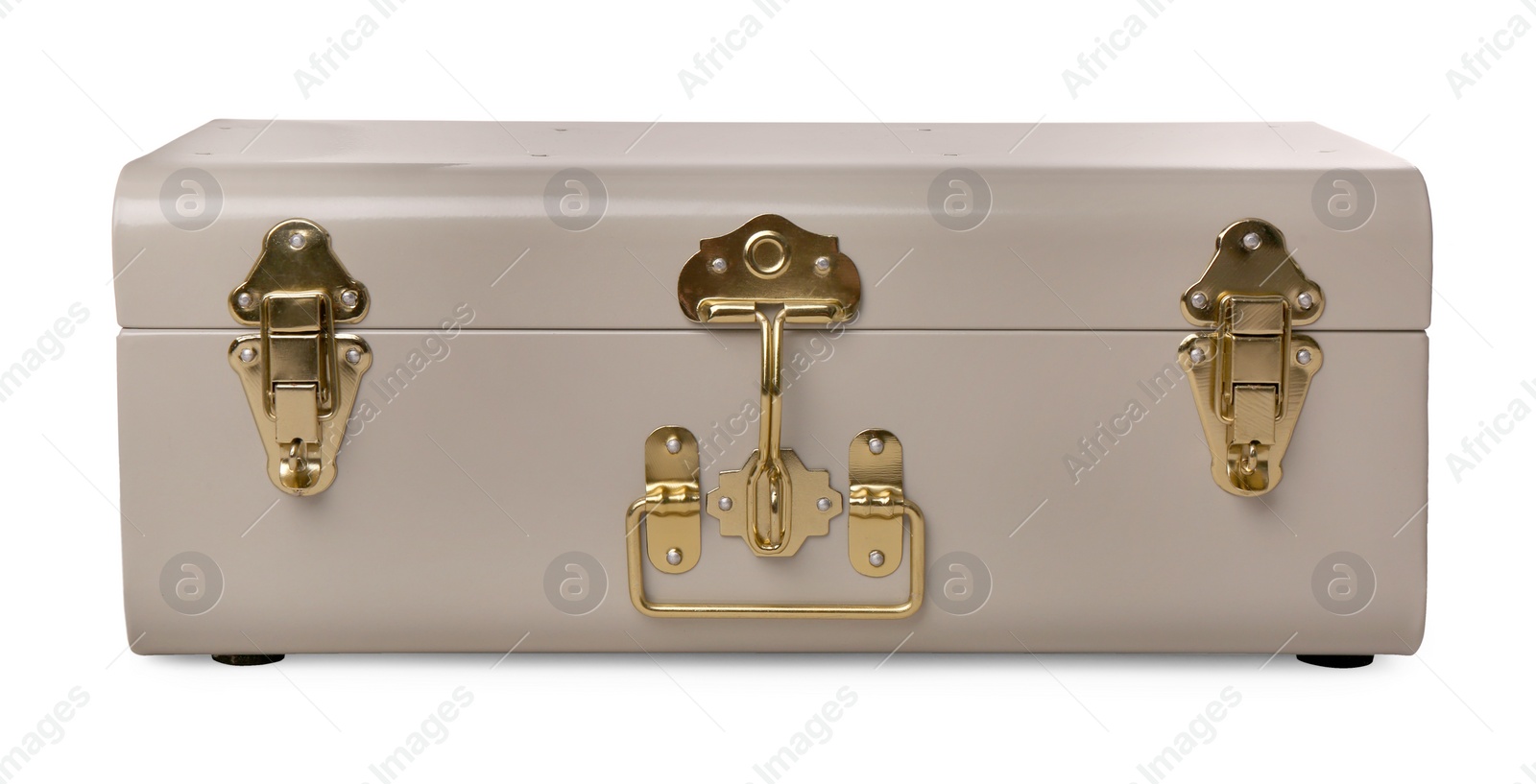 Photo of One stylish storage trunk isolated on white