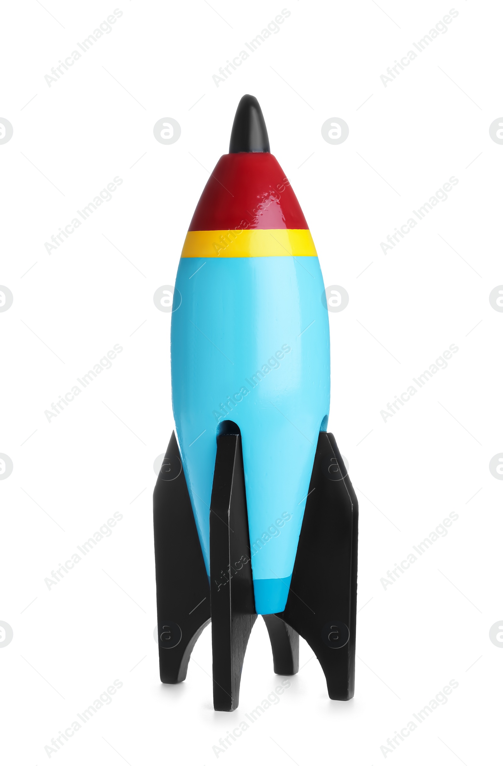 Photo of Colorful rocket isolated on white. Child's toy