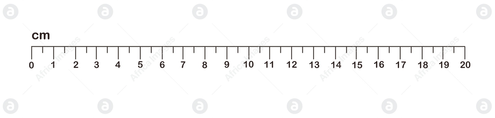 Image of Measuring length markings in centimeters of ruler on white background. Illustration